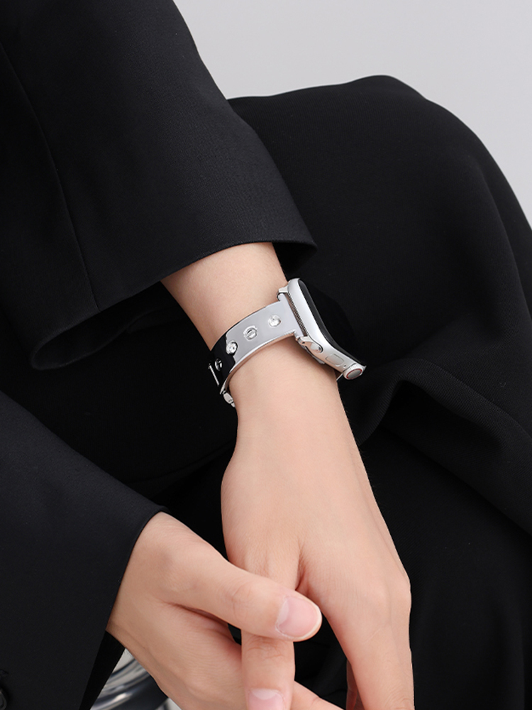 Screw with Rhinestones Bracelet Stainless Steel Band