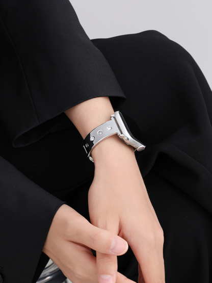 Screw with Rhinestones Bracelet Stainless Steel Band