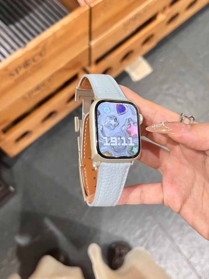 Litchi Pattern H Magnetic Buckle Leather Band