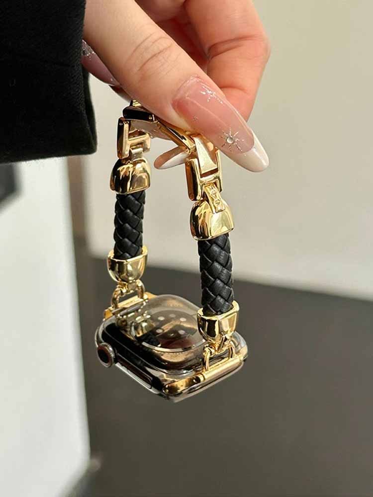 Braided Leather with Stainless Steel Band