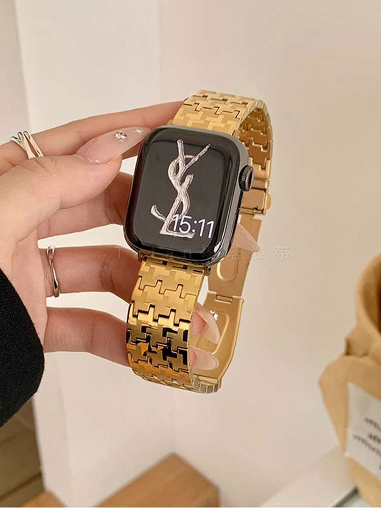 Houndstooth Stainless Steel Band