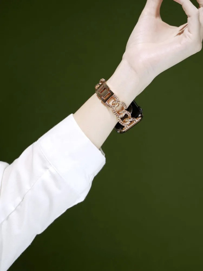 Honeycomb Rhinestone Inlay Stainless Steel Band for Apple Watch