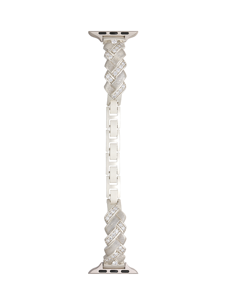 Zircon Woven Pattern Bracelet Stainless Steel Band