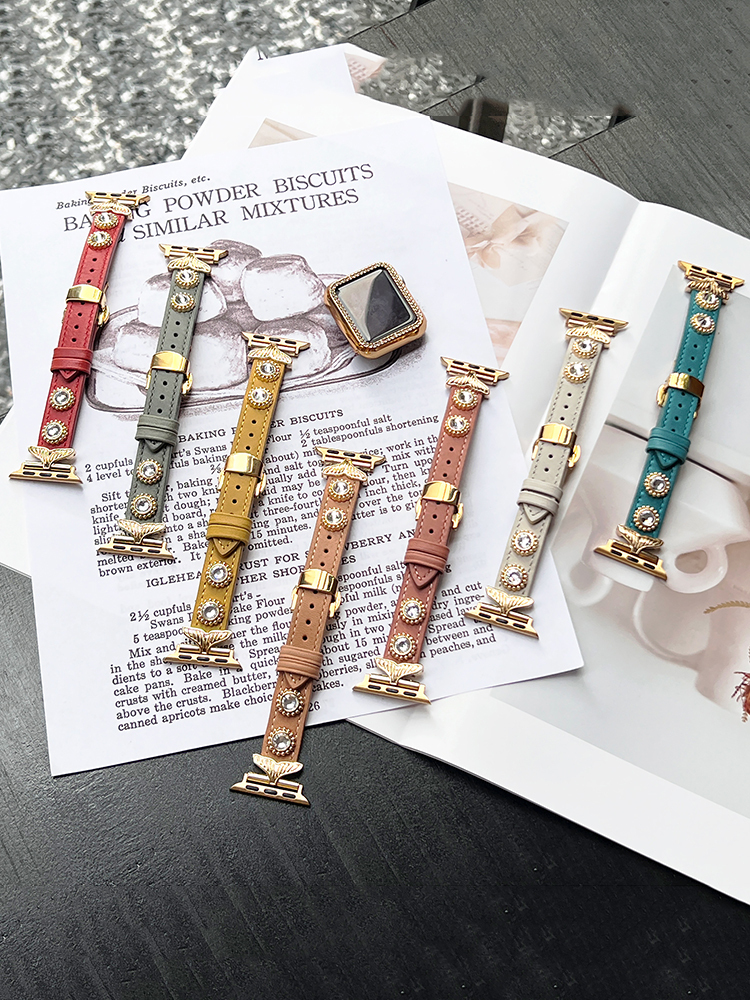 Super Shiny Zircon Mermaid Tail Leather Band