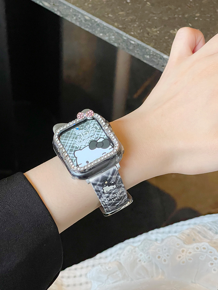 Plaid Kitty Graffiti Leather Band