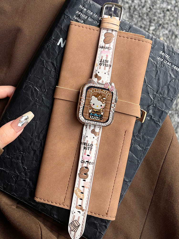 Coffee Kitty Graffiti Leather Band