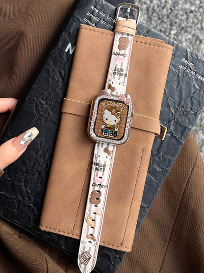Coffee Kitty Graffiti Leather Band
