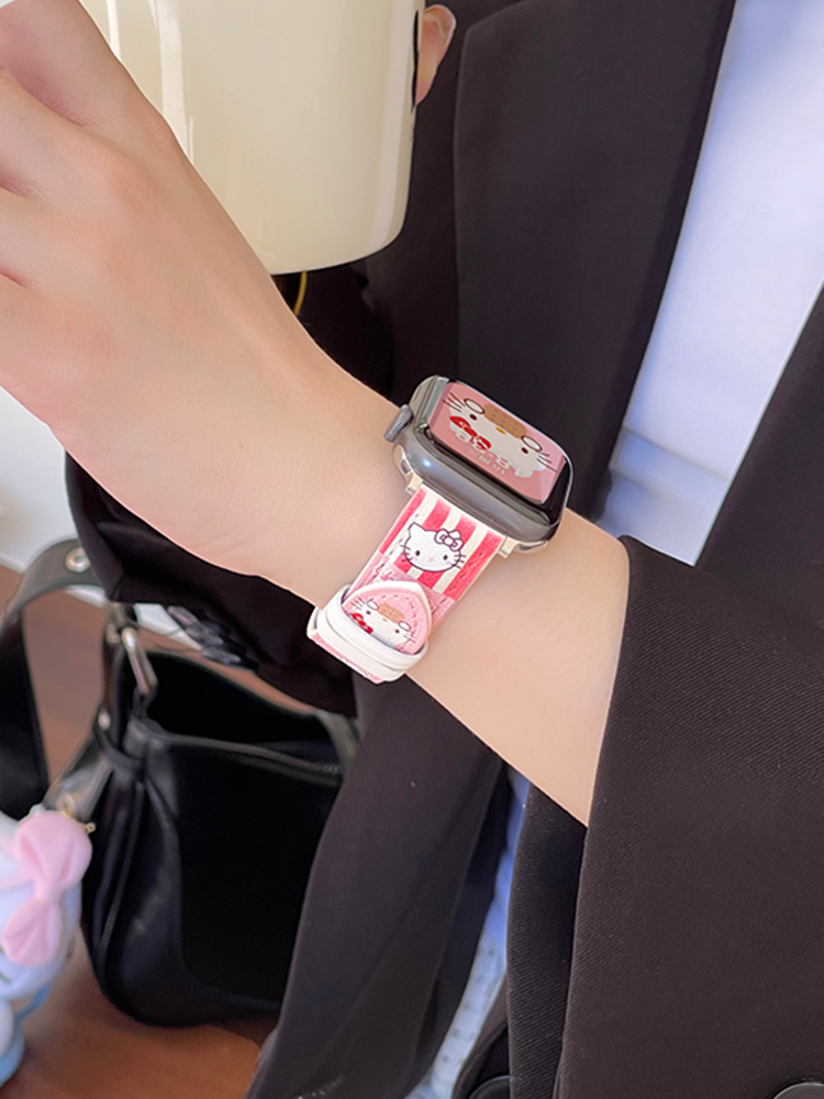 Kitty Eating Cookies Graffiti Leather Band