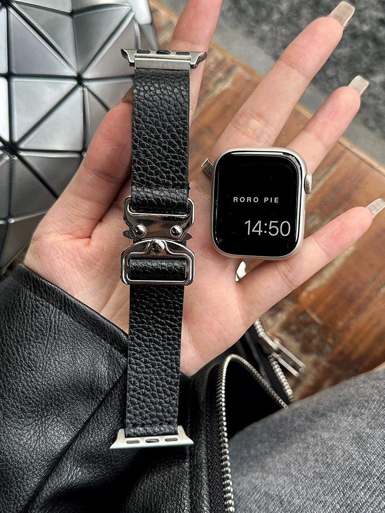 Quick Release Buckle Lychee Pattern Leather Band