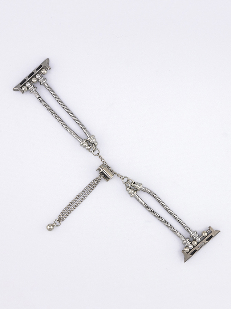 Double Chain Beaded Bracelet Stainless Steel Band