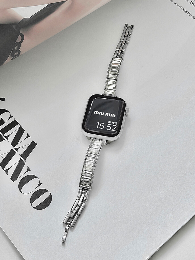 Square Zircon Bracelet Stainless Steel Band