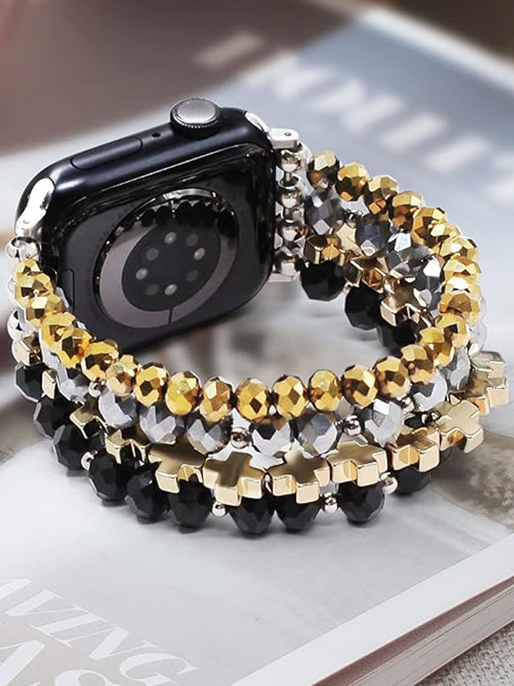 4 Chain Hand-woven Pearls with Natural Stones Band