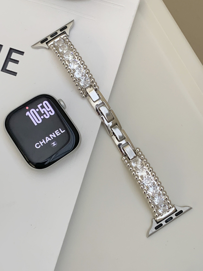 Double Row Beads Full Diamond Stainless Steel Band