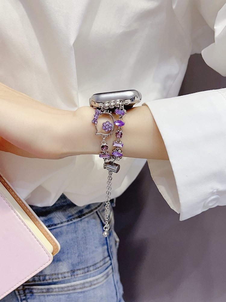 Kitty Diamond Double Chain Stainless Steel Band