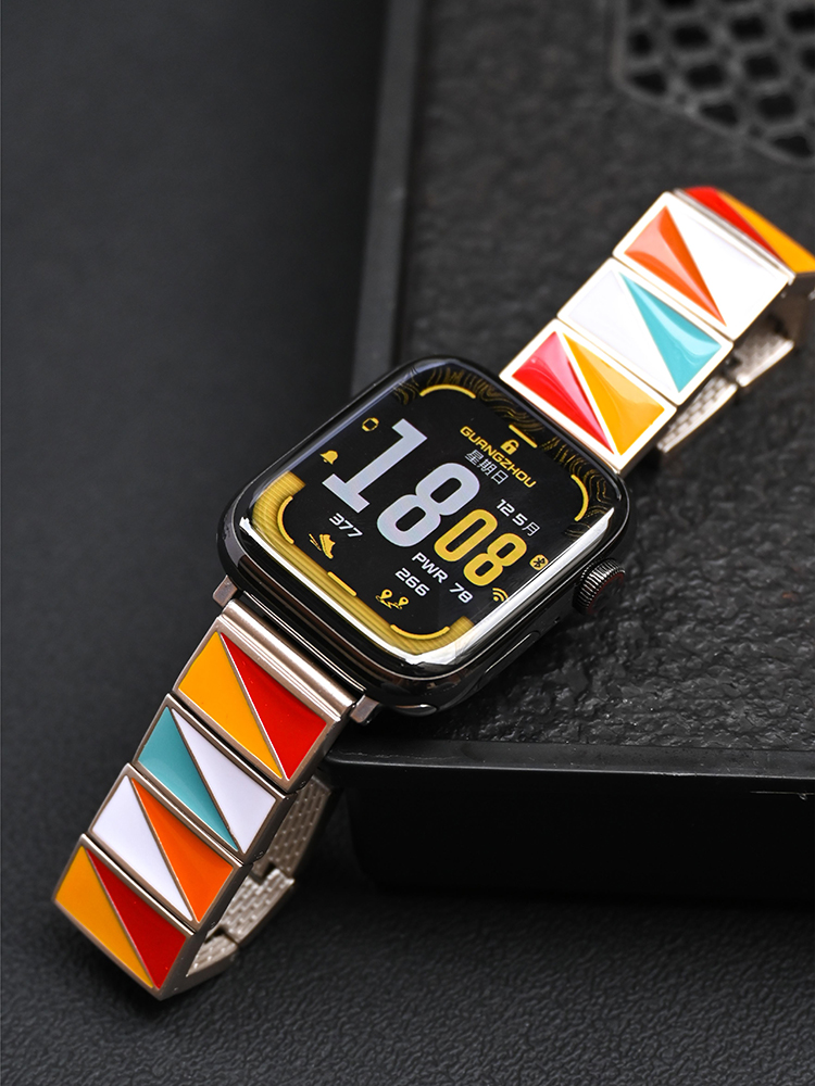 Multicolor Triangle Combination Stainless Steel Band