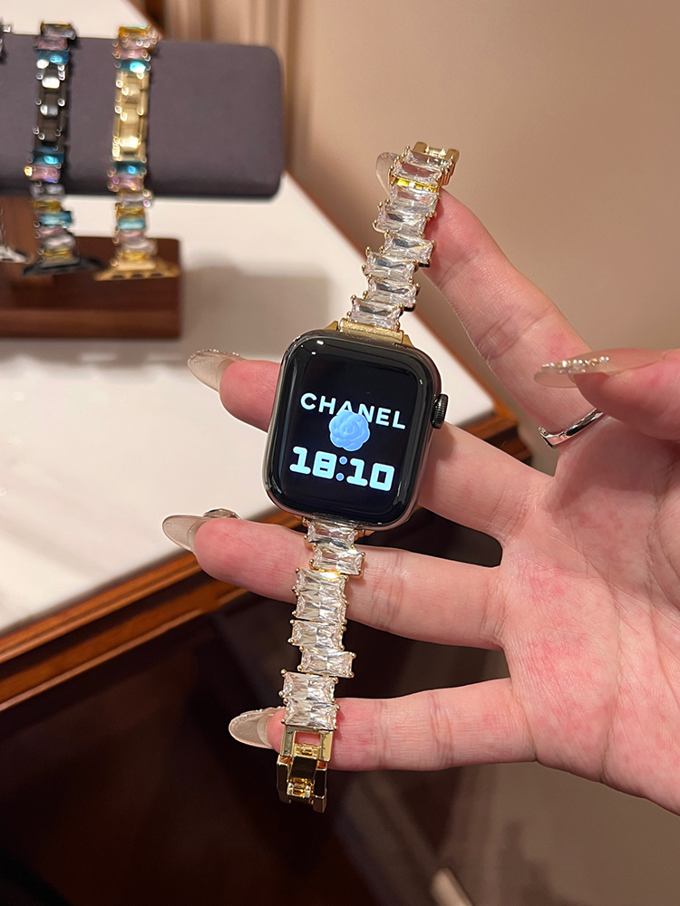 Irregular Colored Zircon Stainless Steel Band