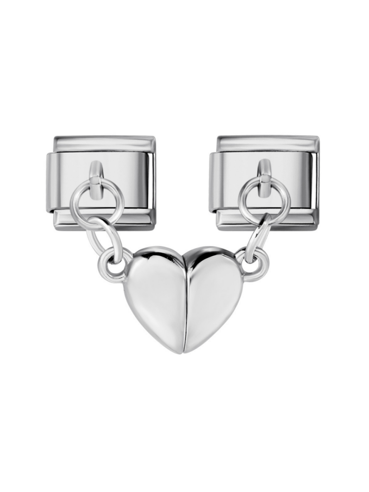 Magnetic Heart-Shaped Double Pendant Modular Charm