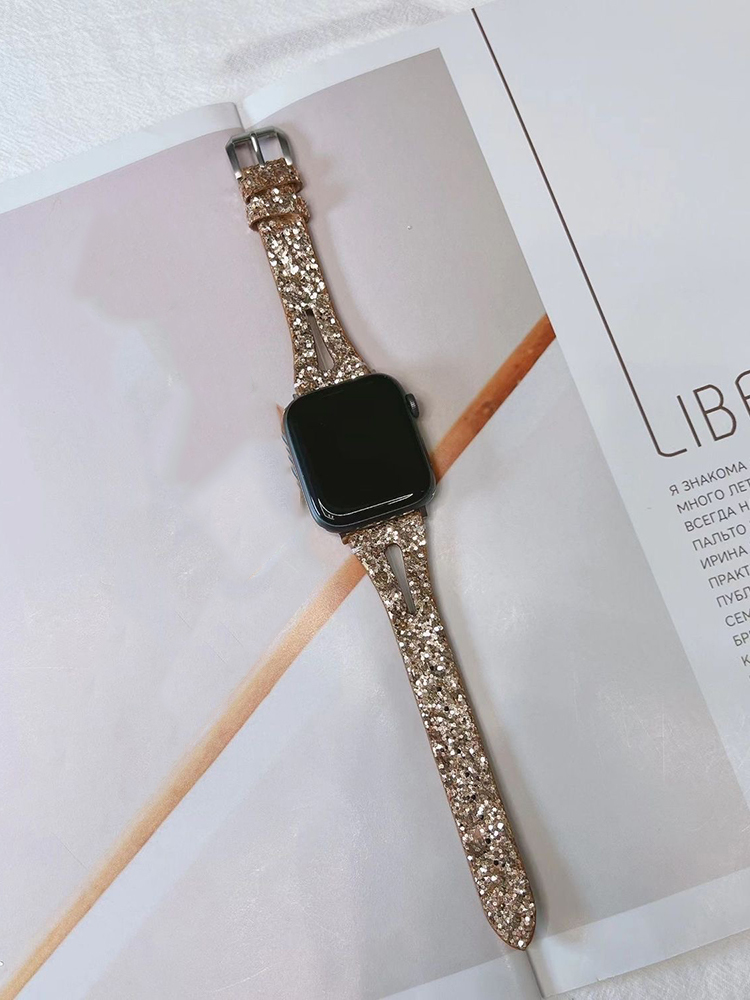 Glitter Sequins Water Drop Hollow Leather Band