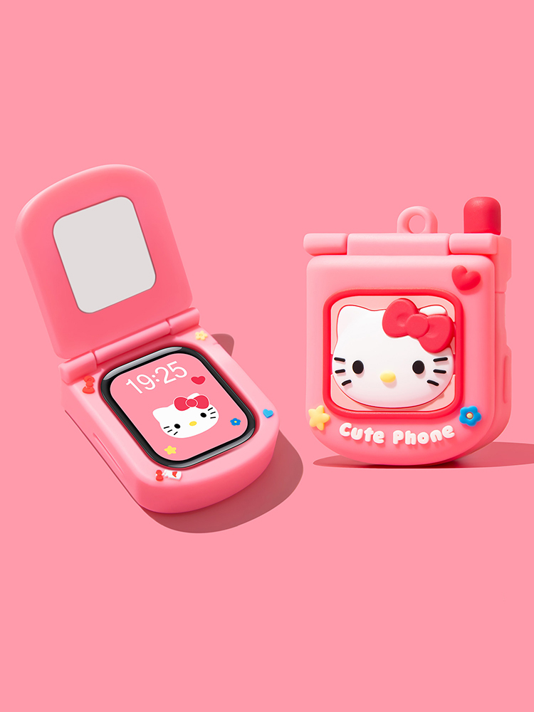 Cute Phone with Mirror Decoration Silicone Protective Case for Apple Watch