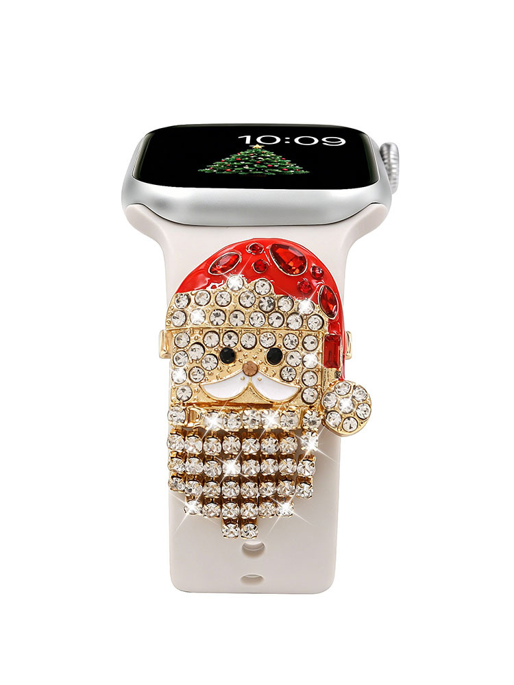 Santa Claus Rhinestone Silicone Watch Band for Apple Watch