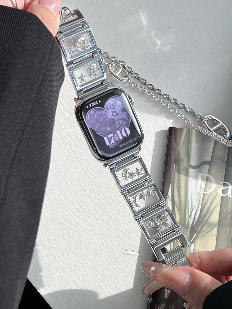 Stars and Moon Transparent Window Stainless Steel Band