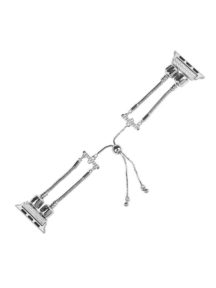 Double Row Beaded Bracelet Stainless Steel Band