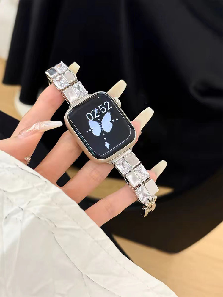 Ice Cube Zircon with Metal Stainless Steel Band-Tatan Band