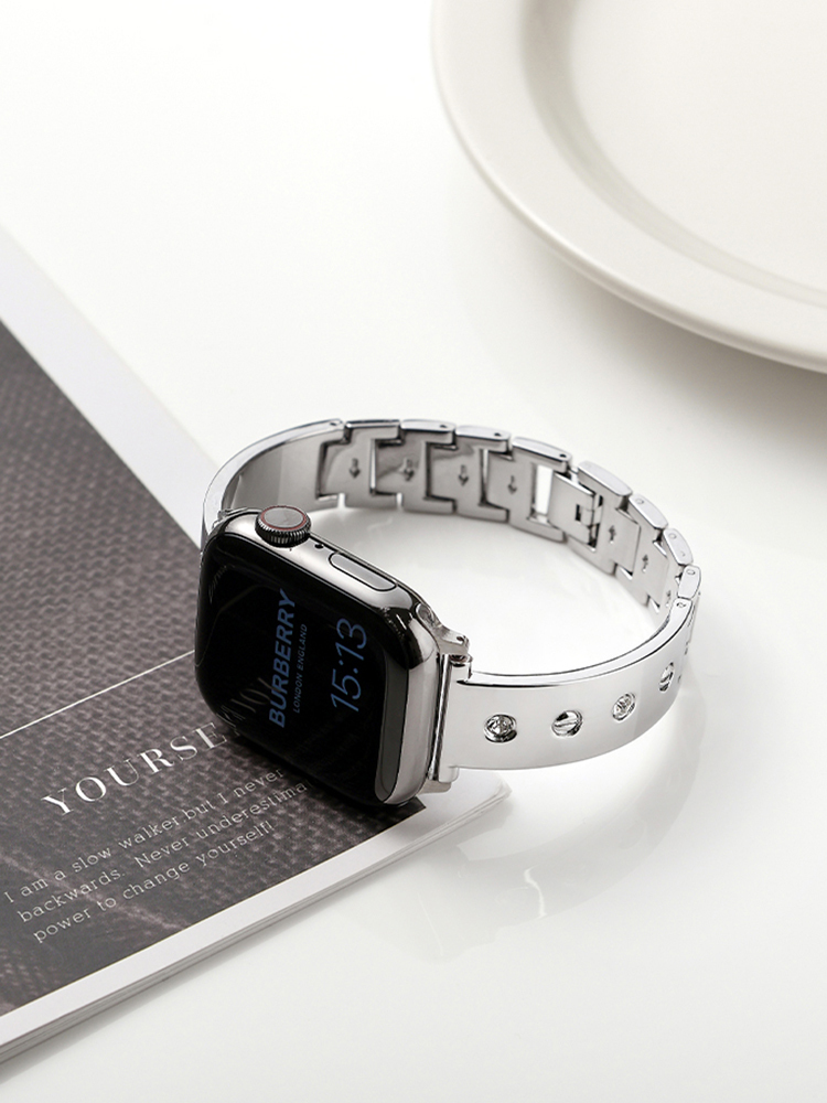 Screw with Rhinestones Bracelet Stainless Steel Band