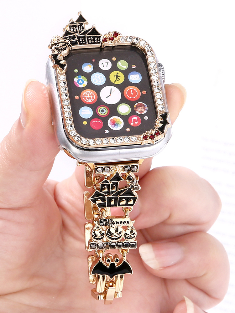 Diamond-encrusted Halloween Stainless Steel Band