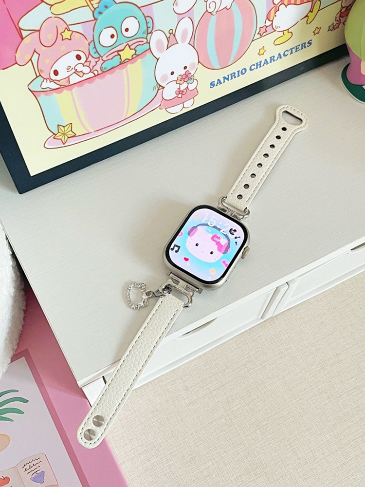 Kitty Pendant Cat Ears Connected Leather Apple Watch Band - Tatanband