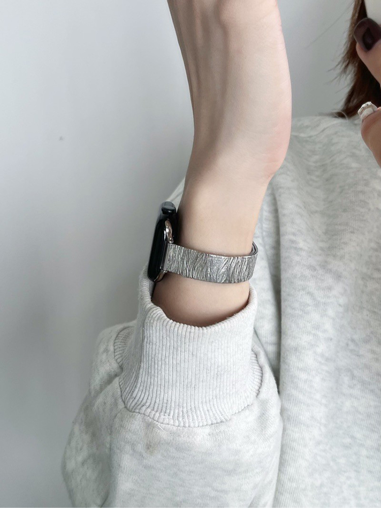 Wave Pattern Folds Stainless Steel Band
