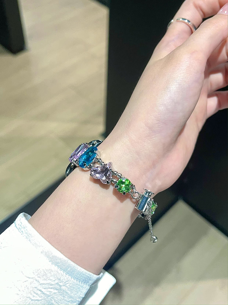 Colored Large Zircon Stainless Steel Band