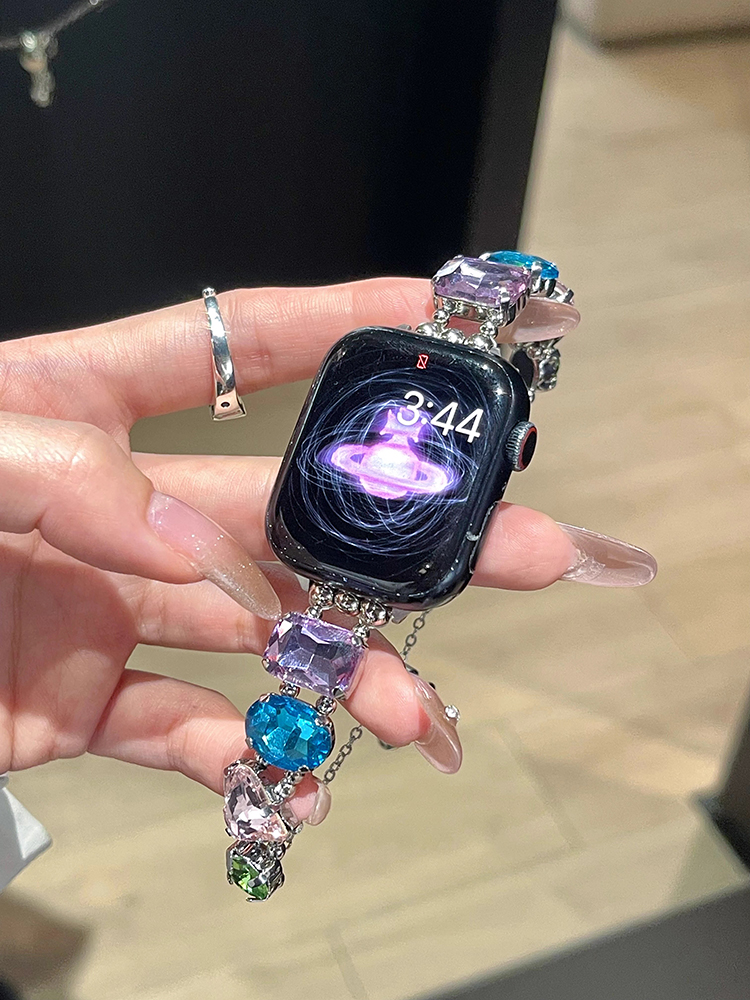 Colored Large Zircon Stainless Steel Band