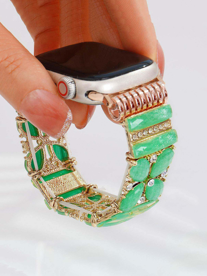 Green Floral Weave Resin Band for Apple Watch