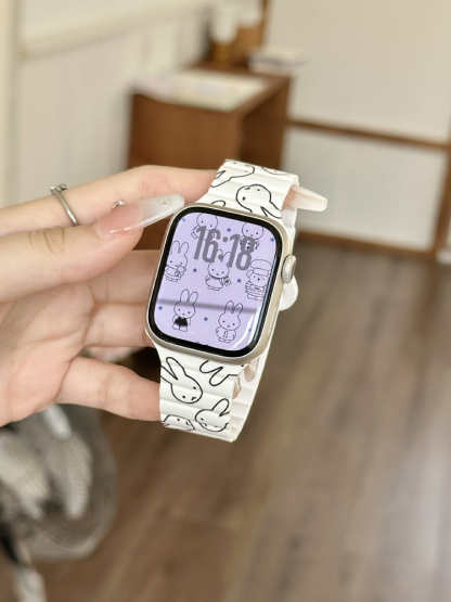 Easter Series Cartoon Bunny Magnetic Silicone Band for Apple Watch