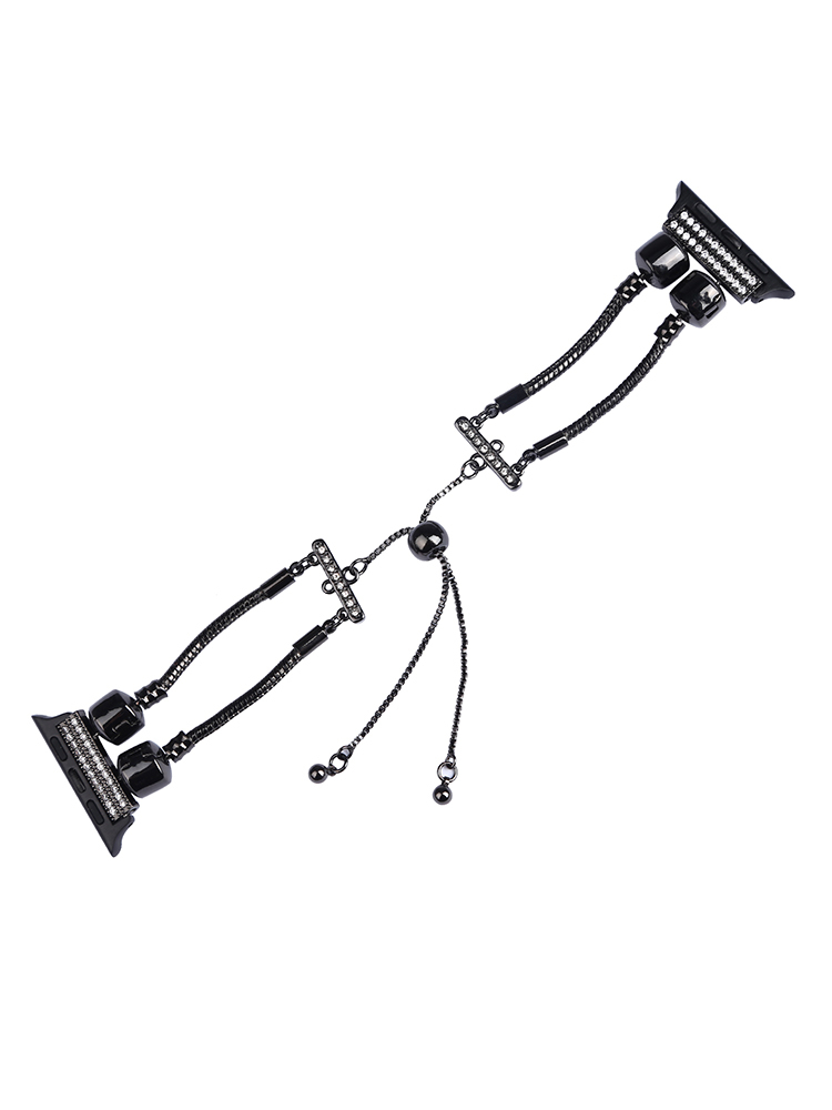 Double Row Beaded Bracelet Stainless Steel Band