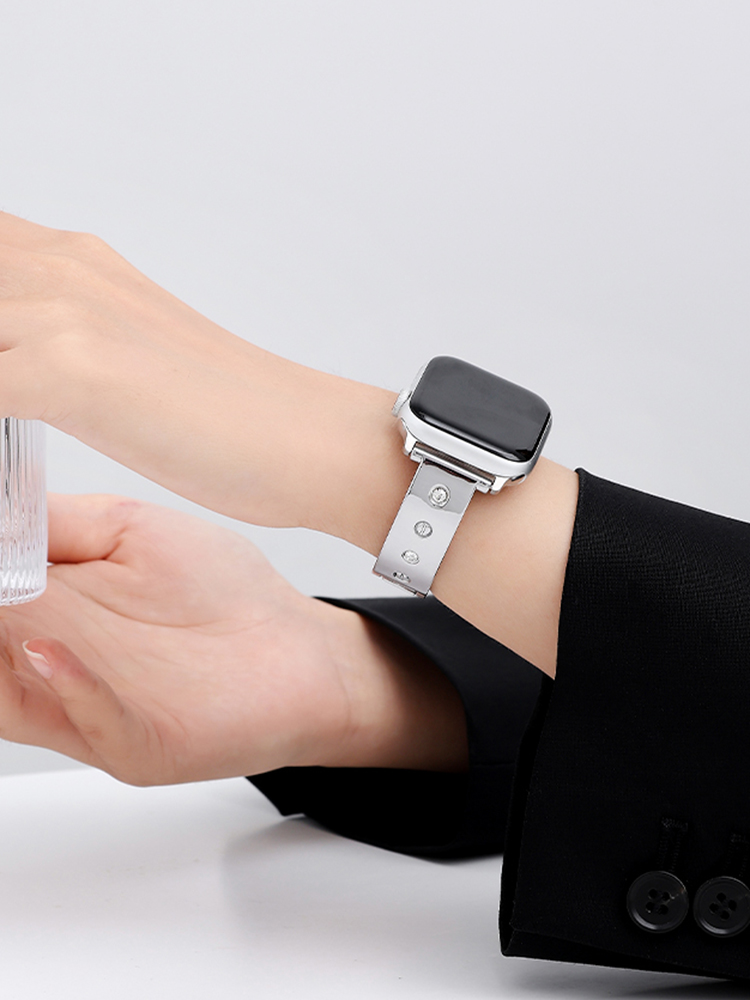 Screw with Rhinestones Bracelet Stainless Steel Band