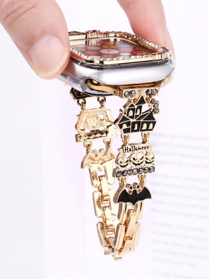 Diamond-encrusted Halloween Stainless Steel Band