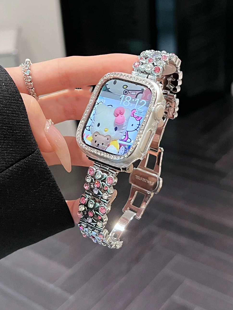 Gypsophila Zircon Stainless Steel Band