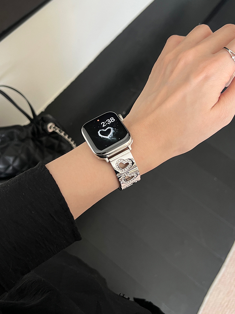 Heart with Diamond Hollow Stainless Steel Band