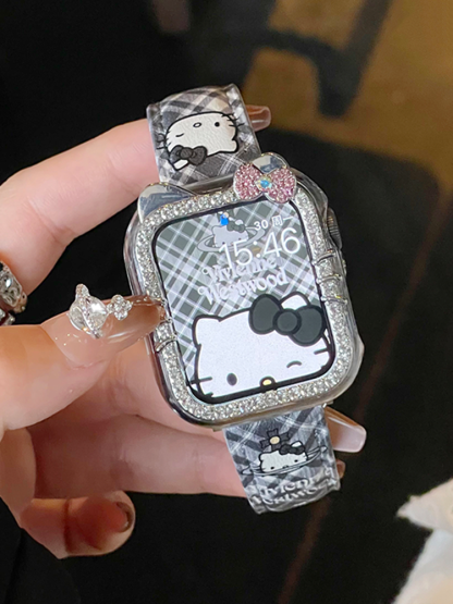 Plaid Kitty Graffiti Leather Band