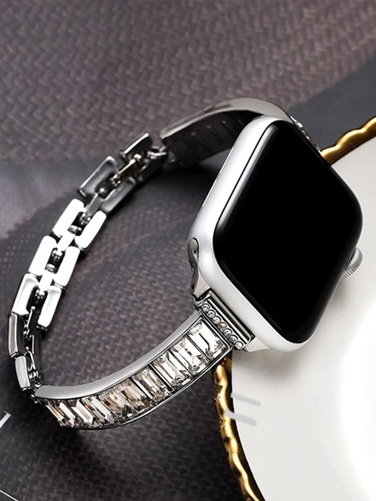 Square Zircon Bracelet Stainless Steel Band