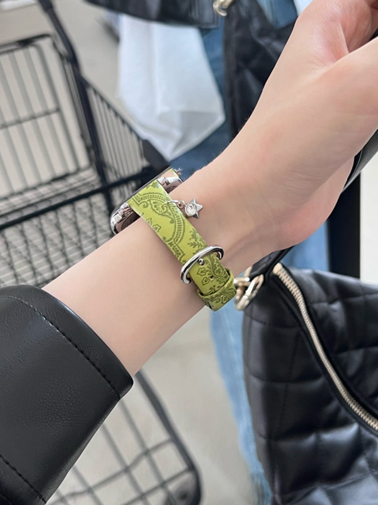 Star Charm Print Leather Band