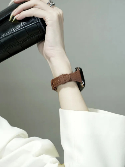 Litchi Grain Fine Leather Band for Apple Watch