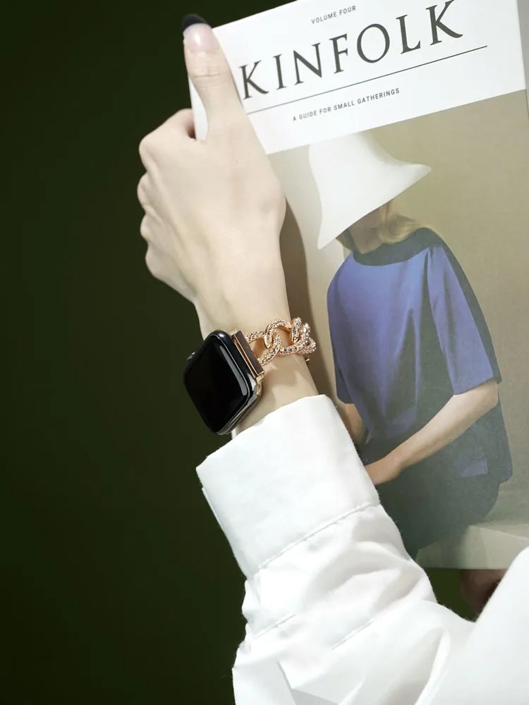 Honeycomb Rhinestone Inlay Stainless Steel Band for Apple Watch