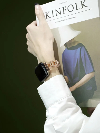 Honeycomb Rhinestone Inlay Stainless Steel Band for Apple Watch