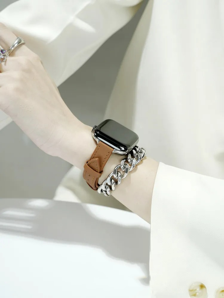 Metal Bracelet and Leather Band for Apple Watch