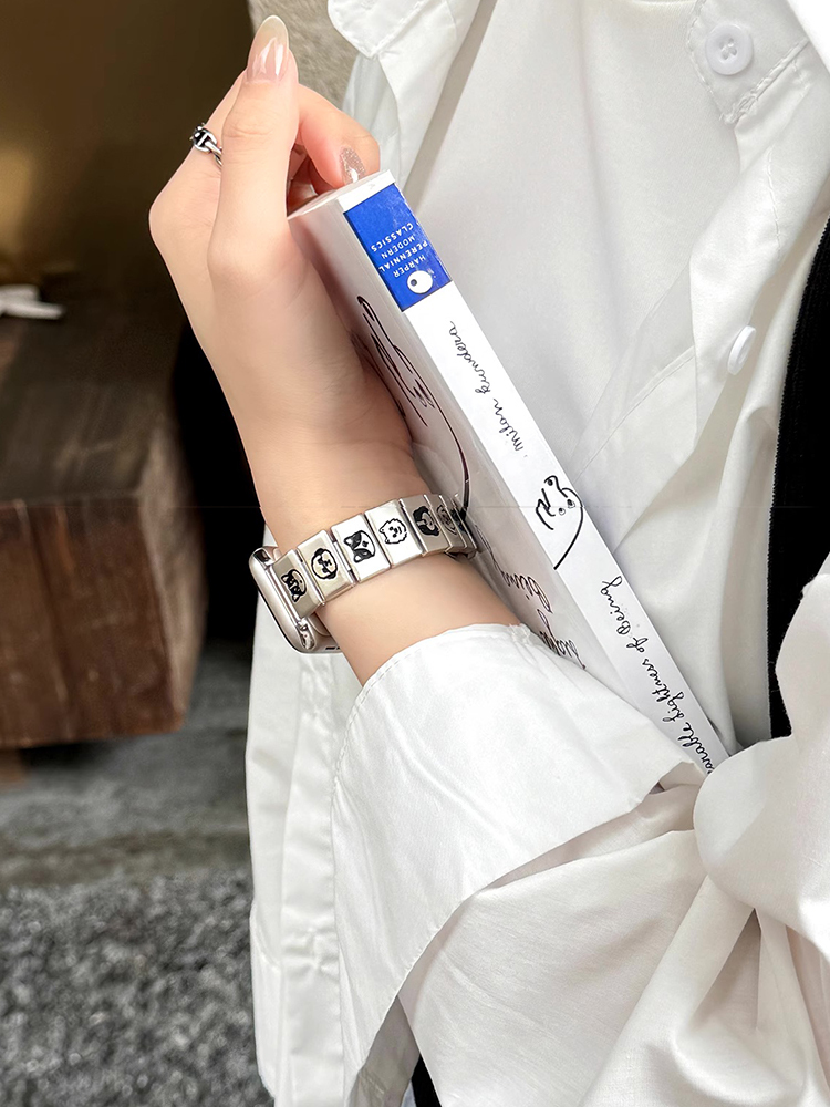 Cartoon Pet Dog Engraved Stainless Steel Band