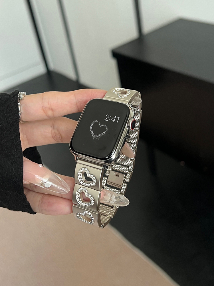 Heart with Diamond Hollow Stainless Steel Band