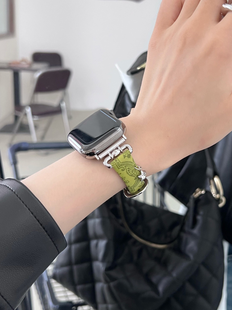 Star Charm Print Leather Band